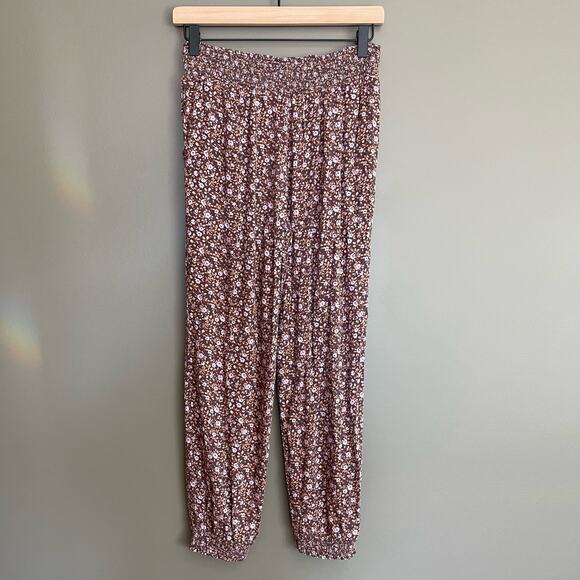 Aerie Homebody Jogger Pants Lightweight Size XS Casual Comfortable Mauve Floral - Picture 13 of 16